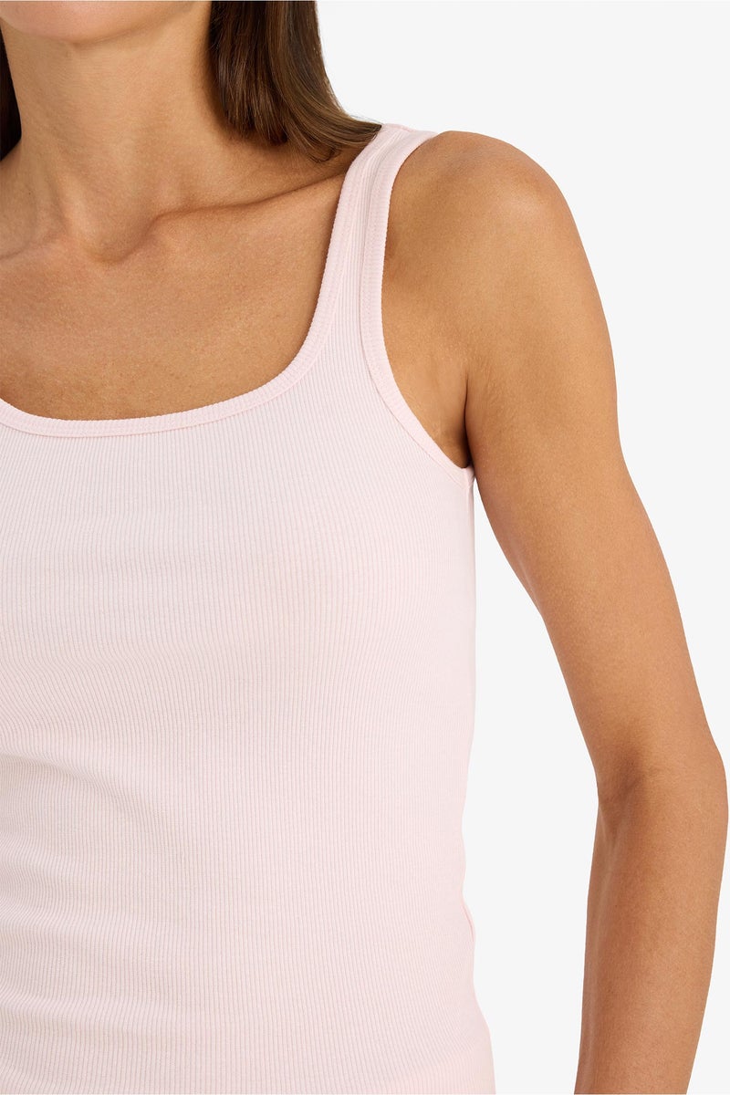 DeFacto Pink Woman Slim Fit Basic Camisole Round Collar Tank Top Casual - Image 4